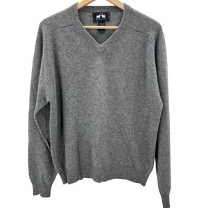 Woods & Gray Mens Medium Gray Cashmere V-Neck Sweater Grandpa Normcore Ribbed